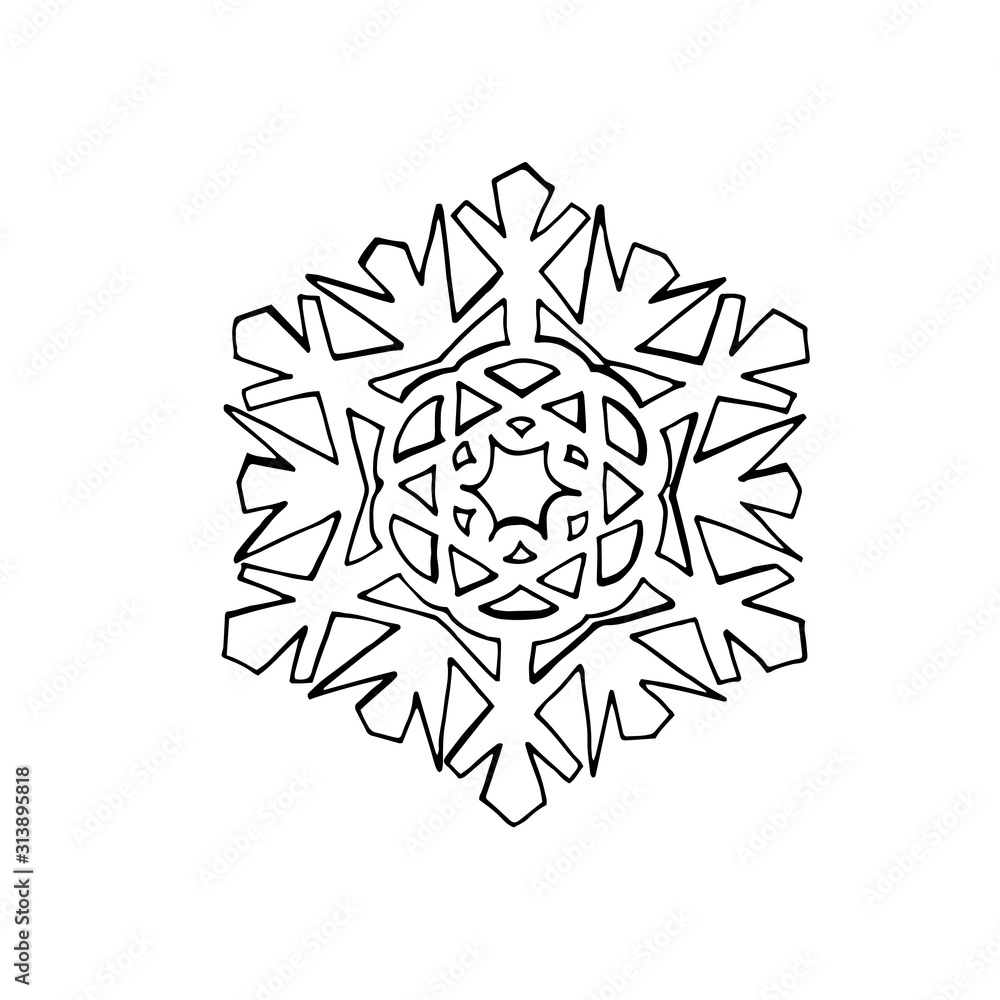 Vector image of snowflakes. Isolated on a white background. Simple flat black illustration on white background. Vector image of snowflakes. Isolated on a white background. Simple flat black illustration on white background.