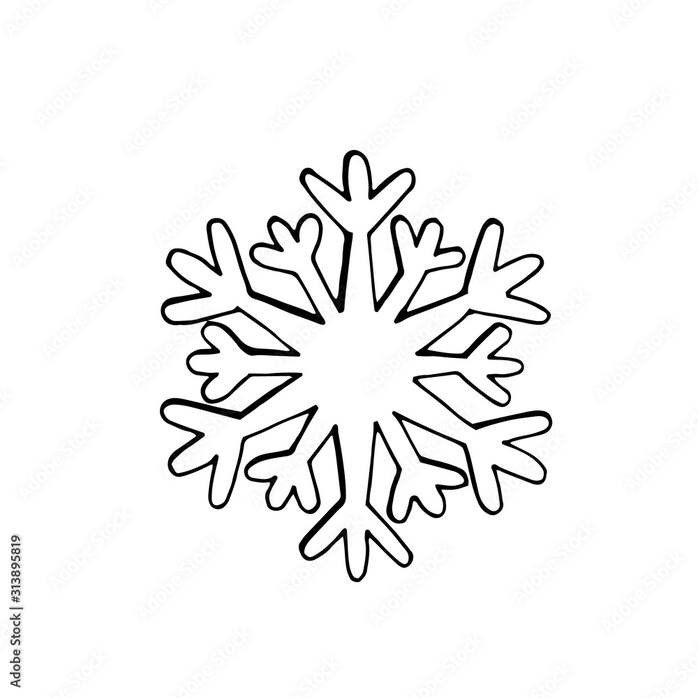 Vector image of snowflakes. Isolated on a white background. Simple flat black illustration on white background. Vector image of snowflakes. Isolated on a white background. Simple flat black illustration on white background.