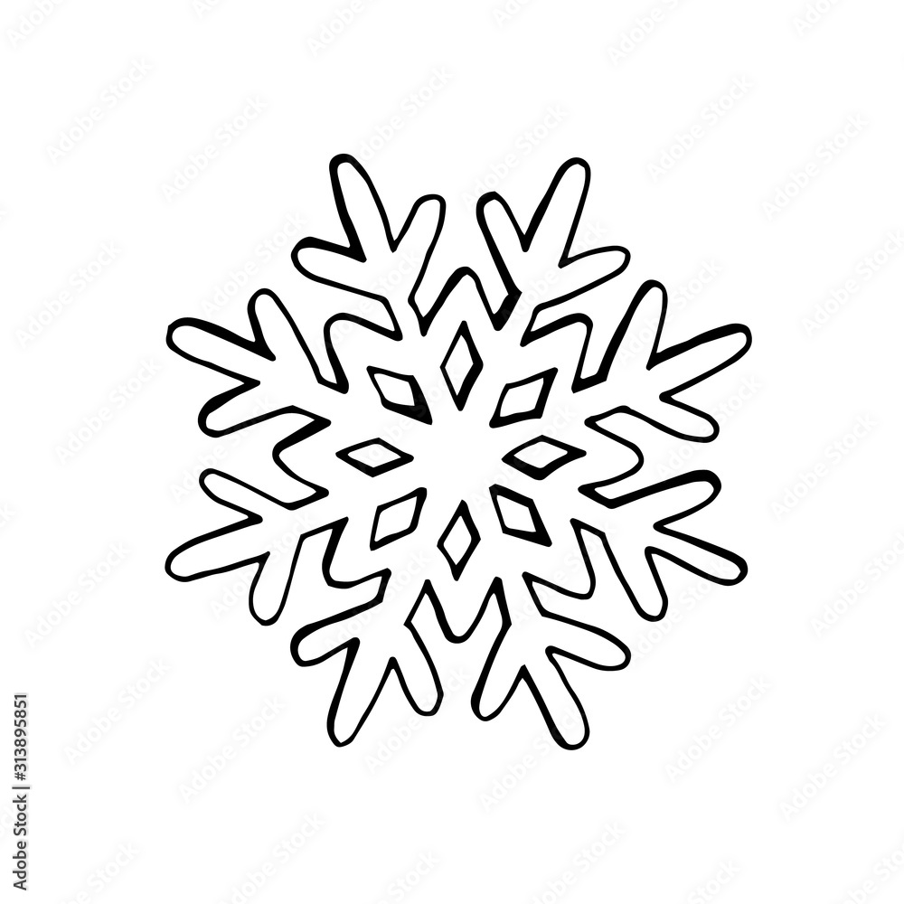 Vector image of snowflakes. Isolated on a white background. Simple flat black illustration on white background. Vector image of snowflakes. Isolated on a white background. Simple flat black illustration on white background.