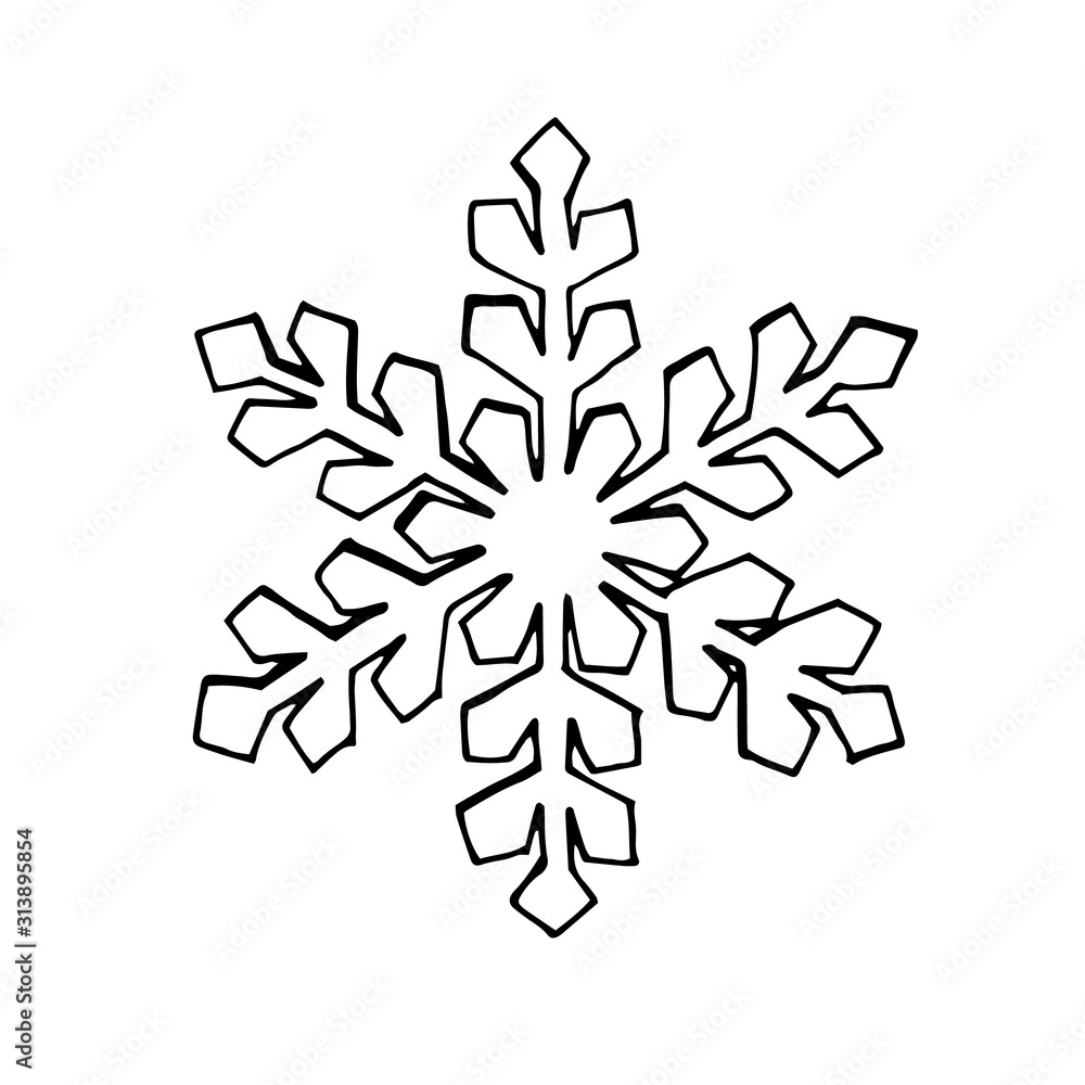 Vector image of snowflakes. Isolated on a white background. Simple flat black illustration on white background.