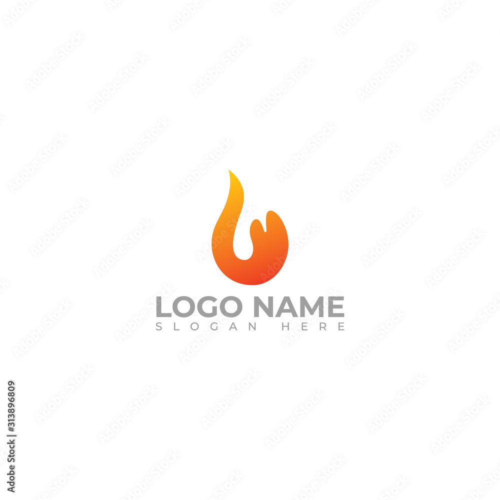 Fototapeta premium M letter/ flame/fire logo design template full vector