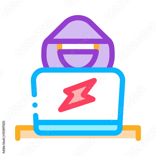 Hacker Icon Vector. Outline Hacker Sign. Isolated Contour Symbol Illustration
