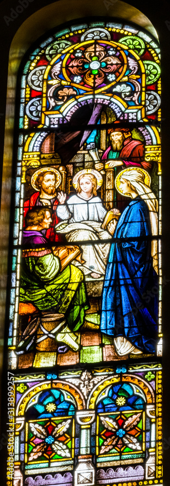 Jesus Teaching Temple Stained Glass Saint Mary's Catholic Church San Antonio Texas