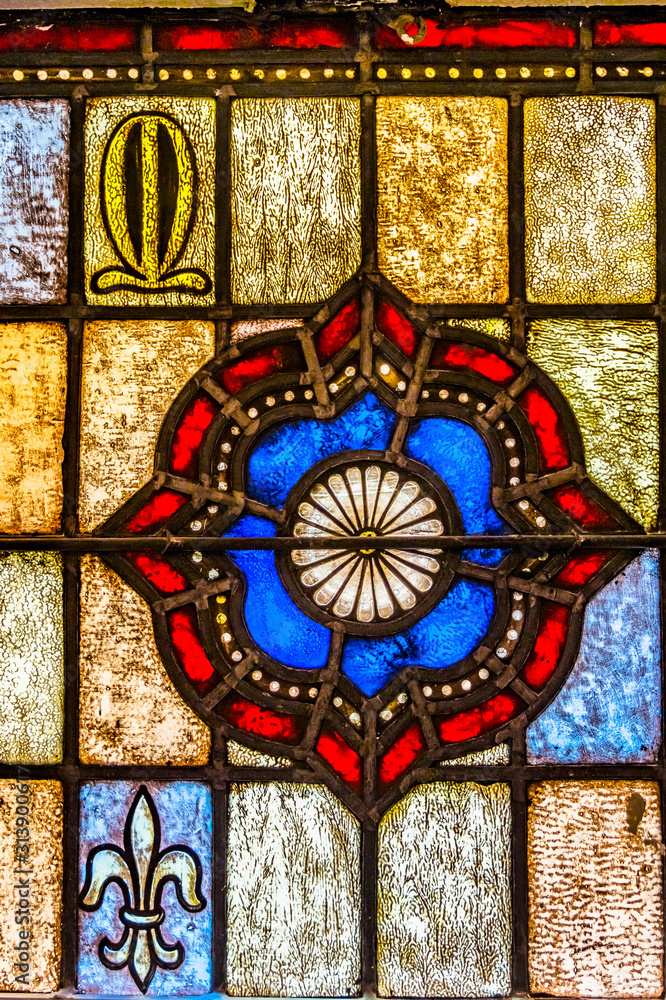 Symbol Patterns Stained Glass Saint Mary's Catholic Church San Antonio Texas