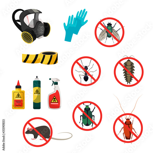 No insects, barrier tape, protective uniform set