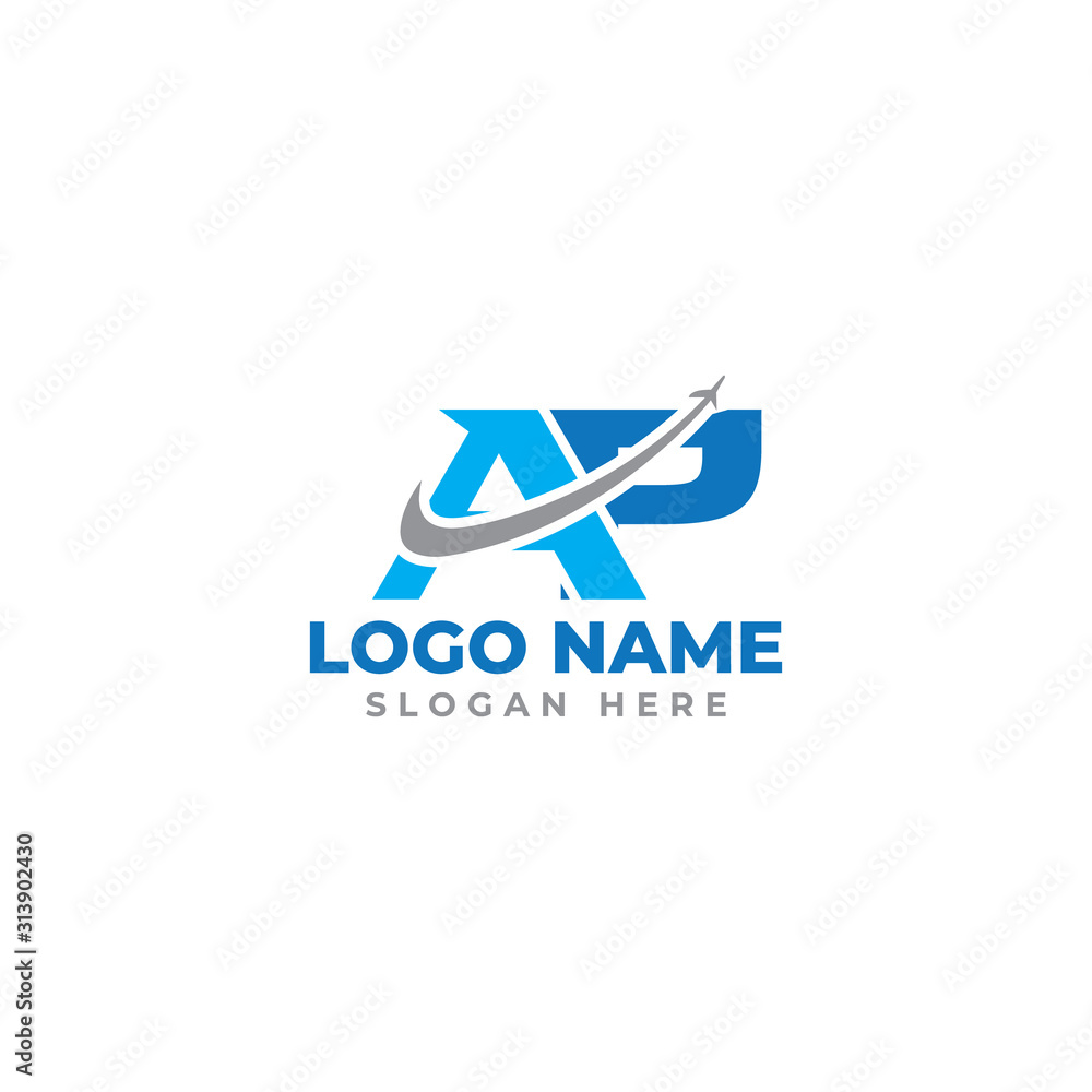 AP travel letter logo design template full vector 