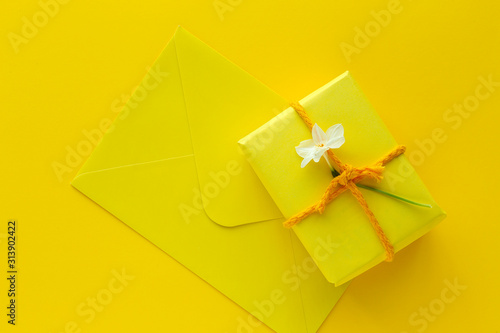 Gift boxes decorated on colorful background © Eduardo Lopez