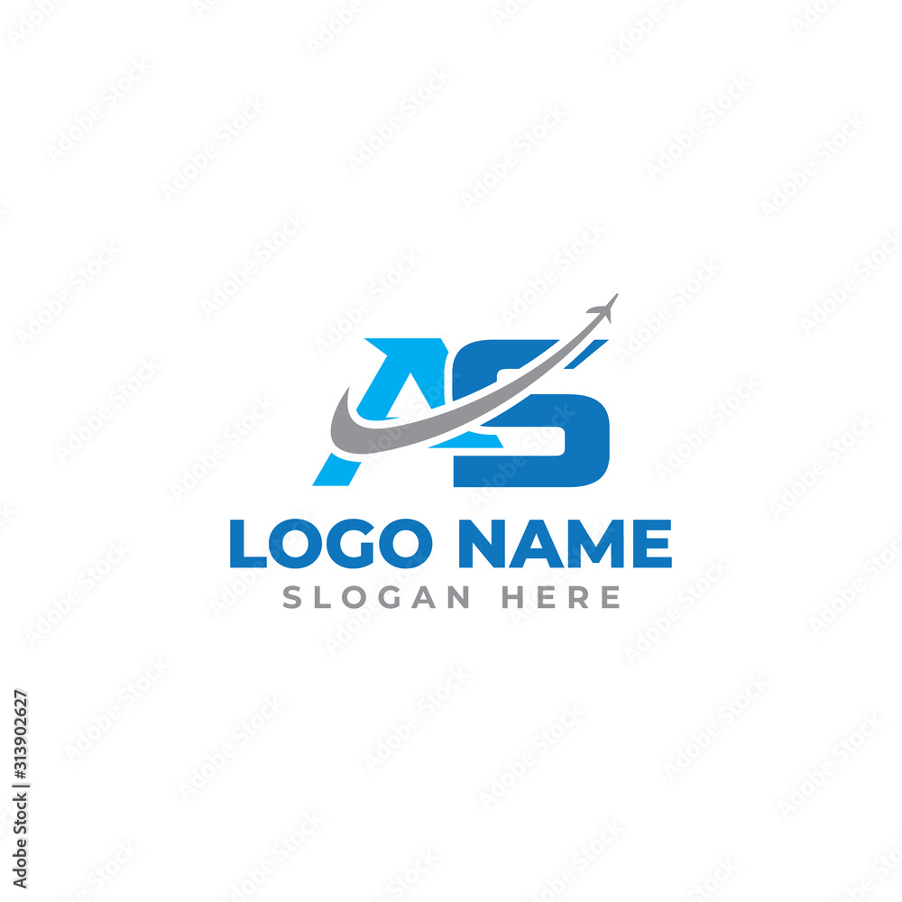 AS travel letter logo design template full vector 