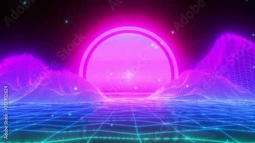 80`s Retro Futurism Abstract Animated Background