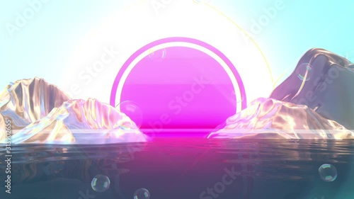 Retro Futurism Shiny Iridescent Colorful Abstract Background