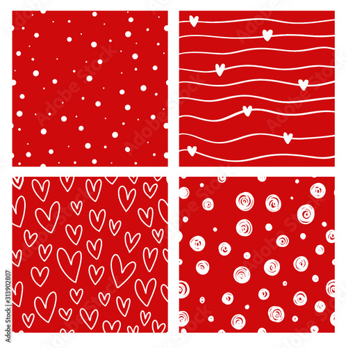 Set of Valentine's red background seammles pattern vector. photo