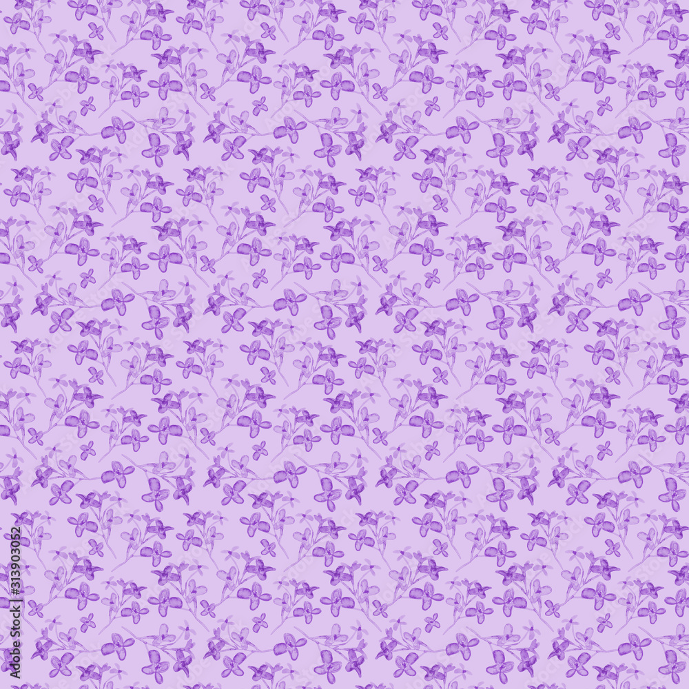 watercolor lilac flowers seamless pattern. spring background.