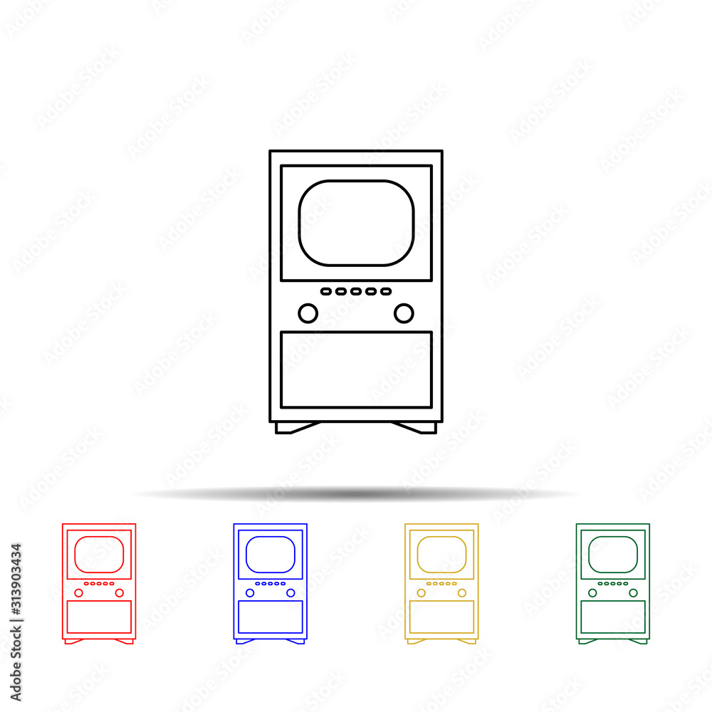 first TV multi color style icon. Simple thin line, outline vector of generation icons for ui and ux, website or mobile application first TV multi color style icon. Simple thin line, outline vector of generation icons for ui and ux, website or mobile application