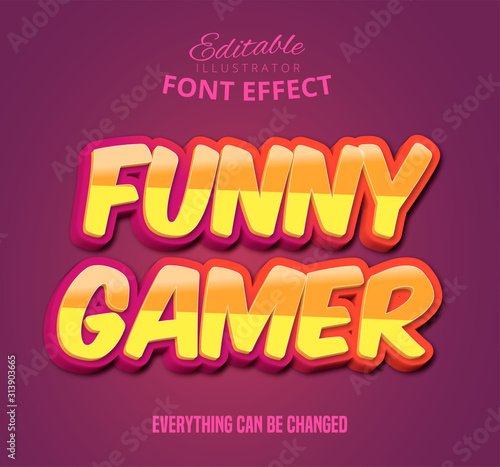 Funny Gamer text, editable font effect