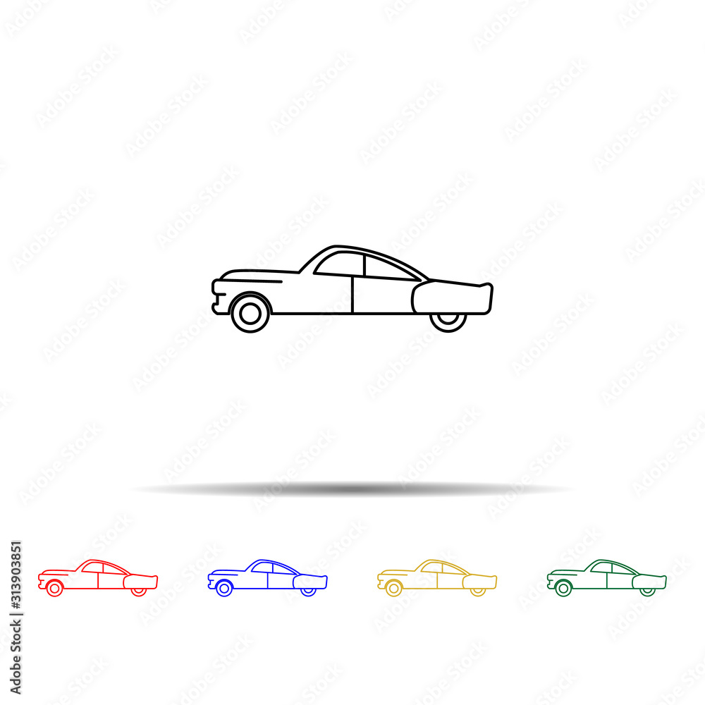 car of the fifties multi color style icon. Simple thin line, outline vector of generation icons for ui and ux, website or mobile application