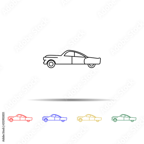 Fototapeta Naklejka Na Ścianę i Meble -  car of the fifties multi color style icon. Simple thin line, outline vector of generation icons for ui and ux, website or mobile application