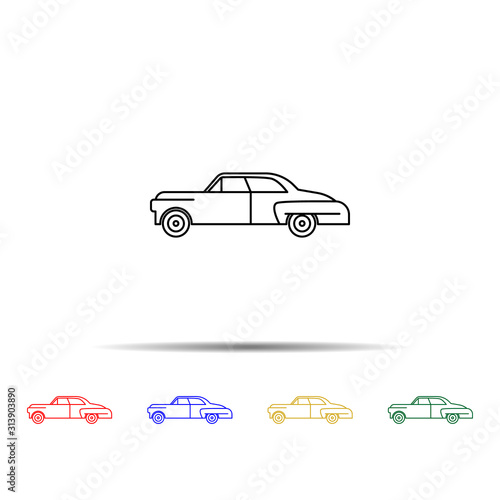 car of the sixties multi color style icon. Simple thin line, outline vector of generation icons for ui and ux, website or mobile application