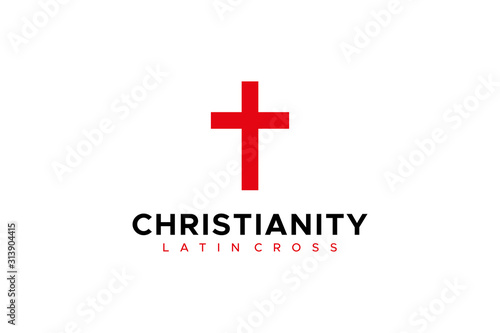 Religious Symbol Christianity Latin Cross. Flat Vector Icon Design Template Element