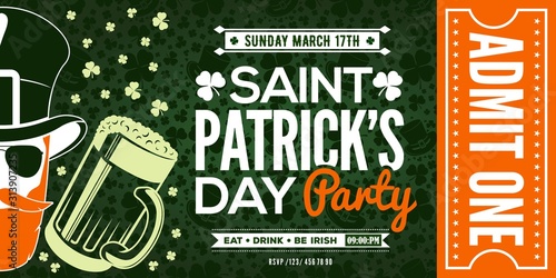 Saint Patrick's Day party invitation design template. Vector illustration