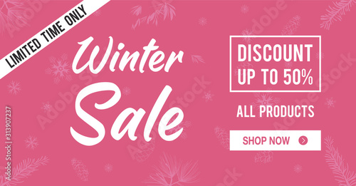 Winter sale banner, vector illustration