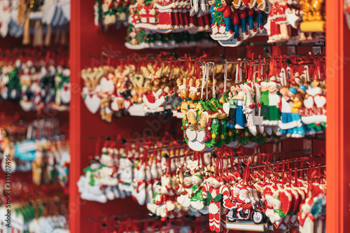 Christmas market. Christmas decoration . Colorful Christmas decorations © ManuPadilla