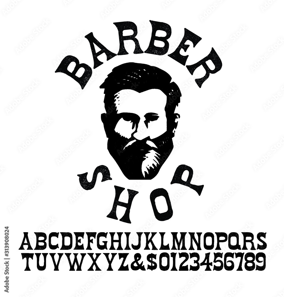Barbershop typeface / Retro alphabet in western style / Slab Serif type ...