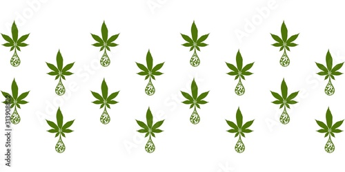 Cannabis oil drop seamless vector pattern border