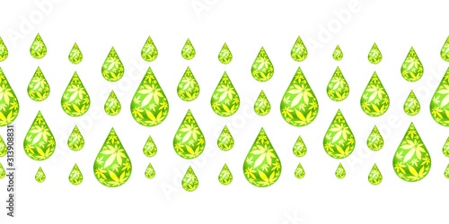Cannabis oil drop seamless vector pattern border