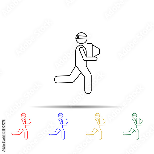 thief multi color style icon. Simple thin line, outline vector of vmle bag and luggage icons for ui and ux, website or mobile application