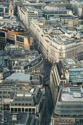 Canvas Print Panoramic view of the City of London, a financial district in the center of London, United Kingdom, with St Paul's Cathedral from the viewing platform at Sky Garden