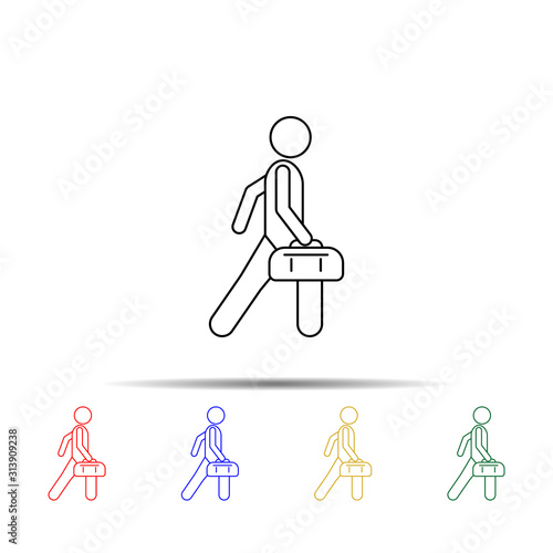 man with duffle multi color style icon. Simple thin line, outline vector of vmle bag and luggage icons for ui and ux, website or mobile application