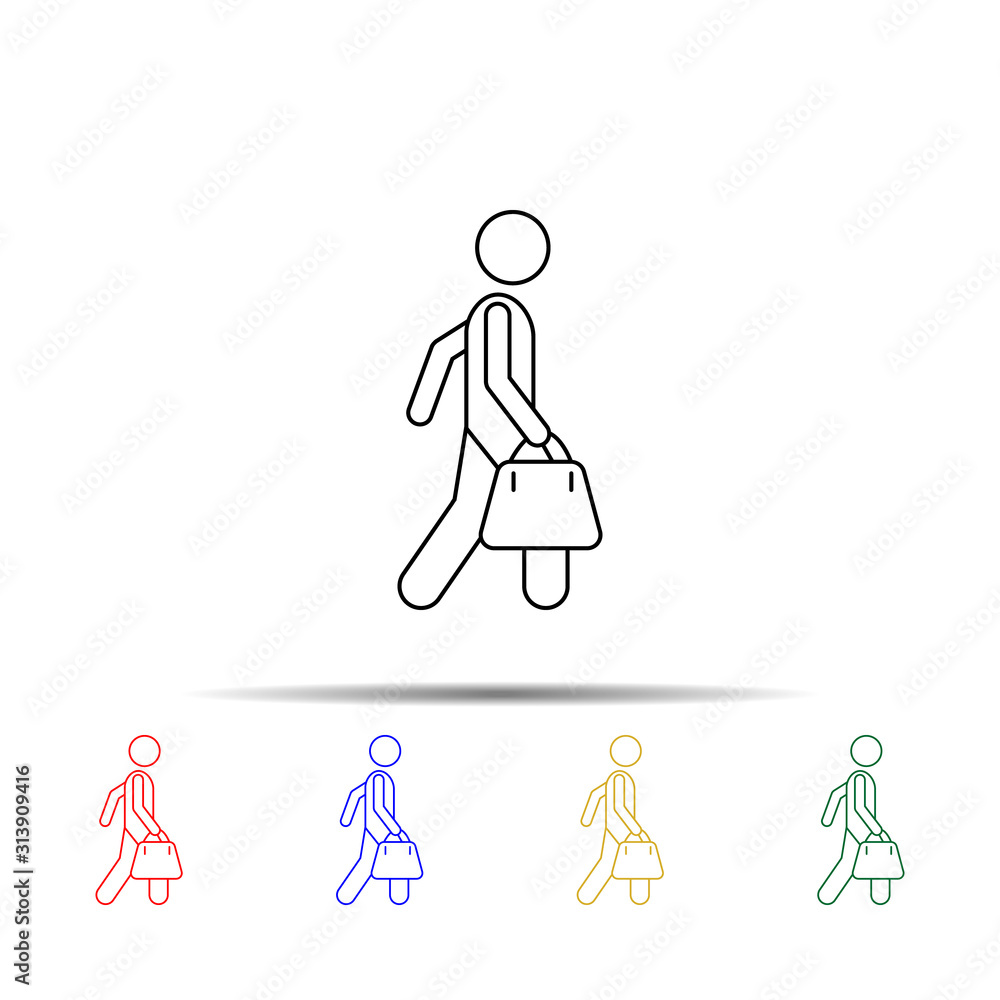man with bowling ball bag multi color style icon. Simple thin line, outline vector of vmle bag and luggage icons for ui and ux, website or mobile application