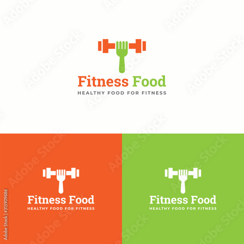 Fitness Food logo design template vector