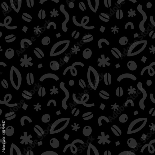 Coffee abstract pattern  seamless vector background with doodles  contemporary abstraction shapes  beans and leaves. Modern decorative backdrop for premium cafe or coffee shop.