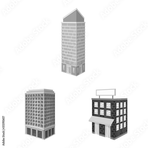 Vector illustration of realty and modern sign. Set of realty and building stock symbol for web. © pandavector