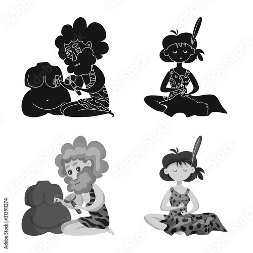 Vector design of evolution and prehistory logo. Collection of evolution and development stock symbol for web.