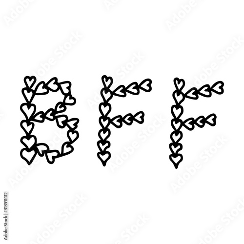 BFF - Best Friends Forever. Hand-drawn lettering. Abbreviation.