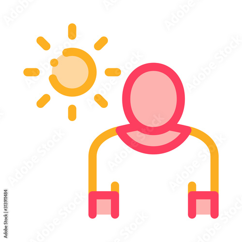 Sun Exposure for Man Icon Vector. Outline Sun Exposure for Man Sign. Isolated Contour Symbol Illustration