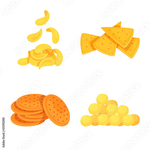 Vector design of food and crunchy icon. Collection of food and flavor stock vector illustration.
