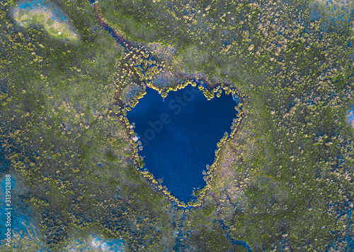 Beautiful heart shaped lake in Te Anau, Southland, New Zealand