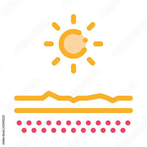 Drying Out Skin in Sun Icon Vector. Outline Drying Out Skin in Sun Sign. Isolated Contour Symbol Illustration
