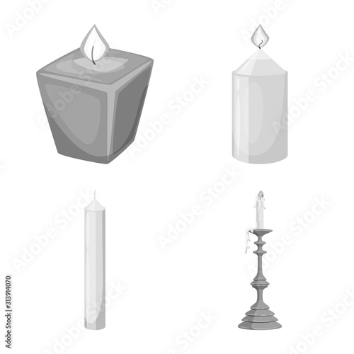 Vector design of paraffin and fire logo. Collection of paraffin and decoration stock symbol for web.