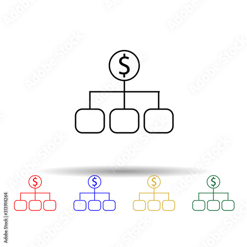 Financial assets diversification, interest return, income, investments multi color style icon. Simple glyph, flat vector of profit icons for ui and ux, website or mobile application