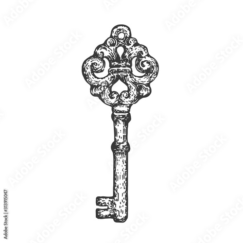 Vintage key hand drawn in graphic style