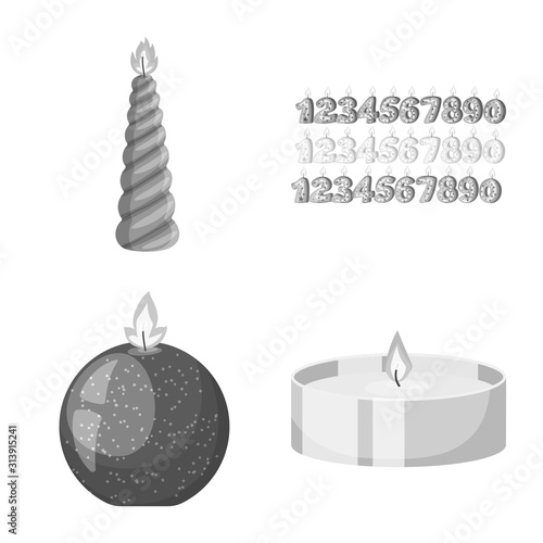 Isolated object of paraffin and fire icon. Set of paraffin and decoration stock symbol for web.