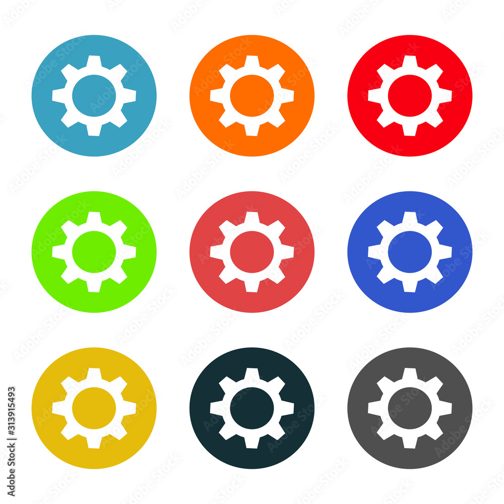 Set of gear icons Set of gear icons