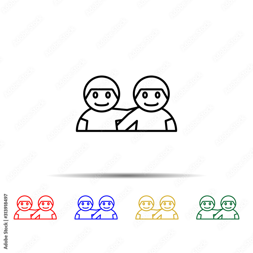 school friends multi color style icon. Simple thin line, outline vector of school icons for ui and ux, website or mobile application school friends multi color style icon. Simple thin line, outline vector of school icons for ui and ux, website or mobile application
