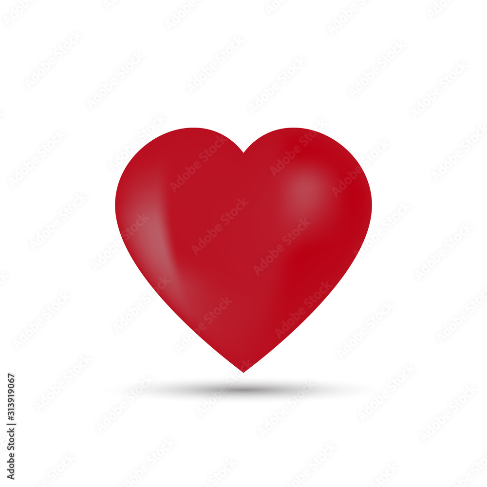 Red heart isolated on white. Vector illustration