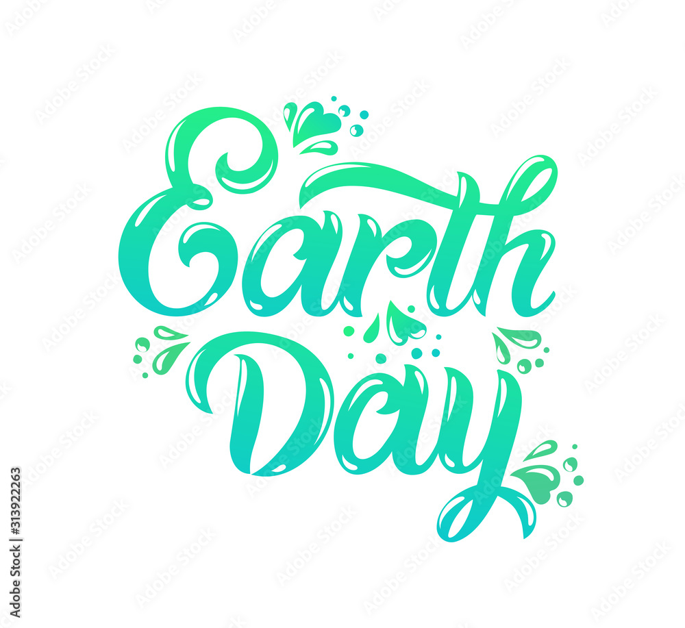 Happy Earth Day handwritten lettering