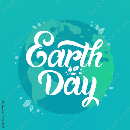 Happy Earth Day handwritten lettering